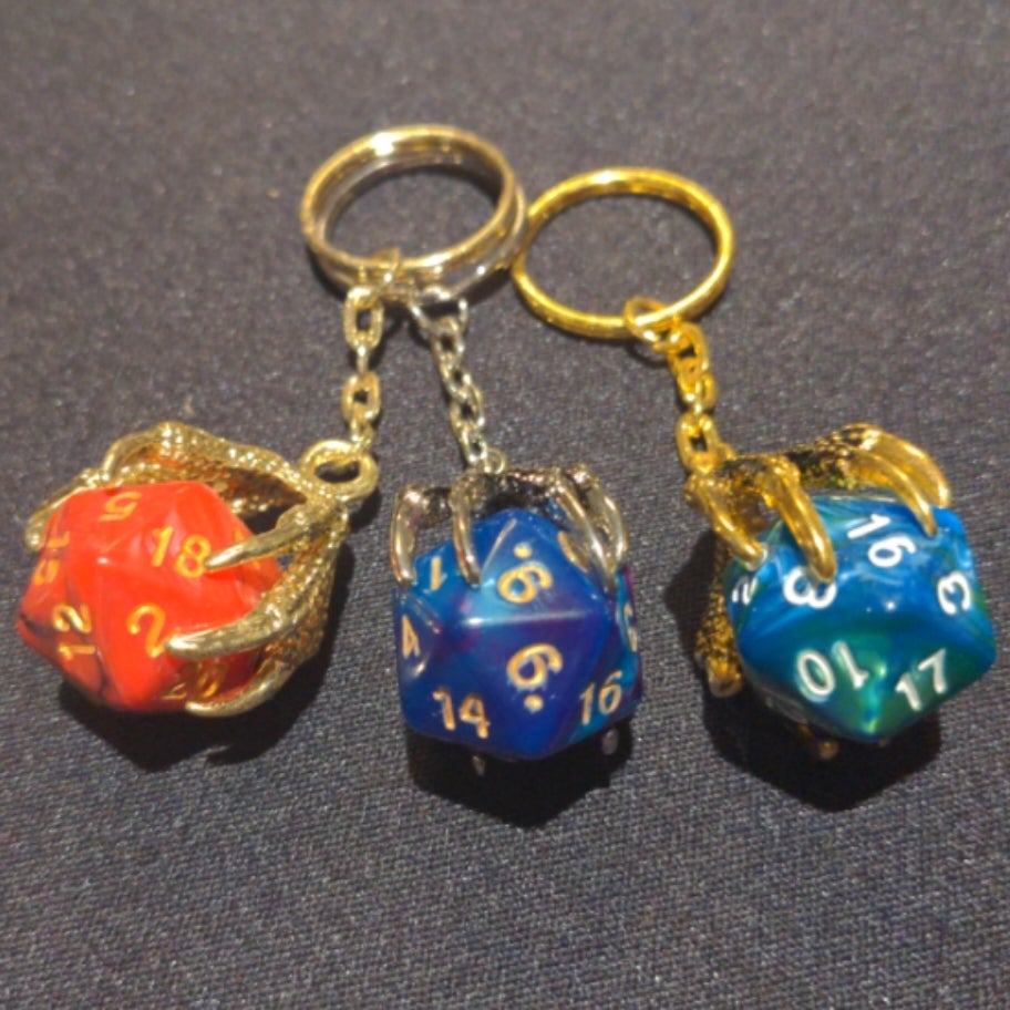 Dice Dragon Claw Keychain, Dragon Claw D20 Dice